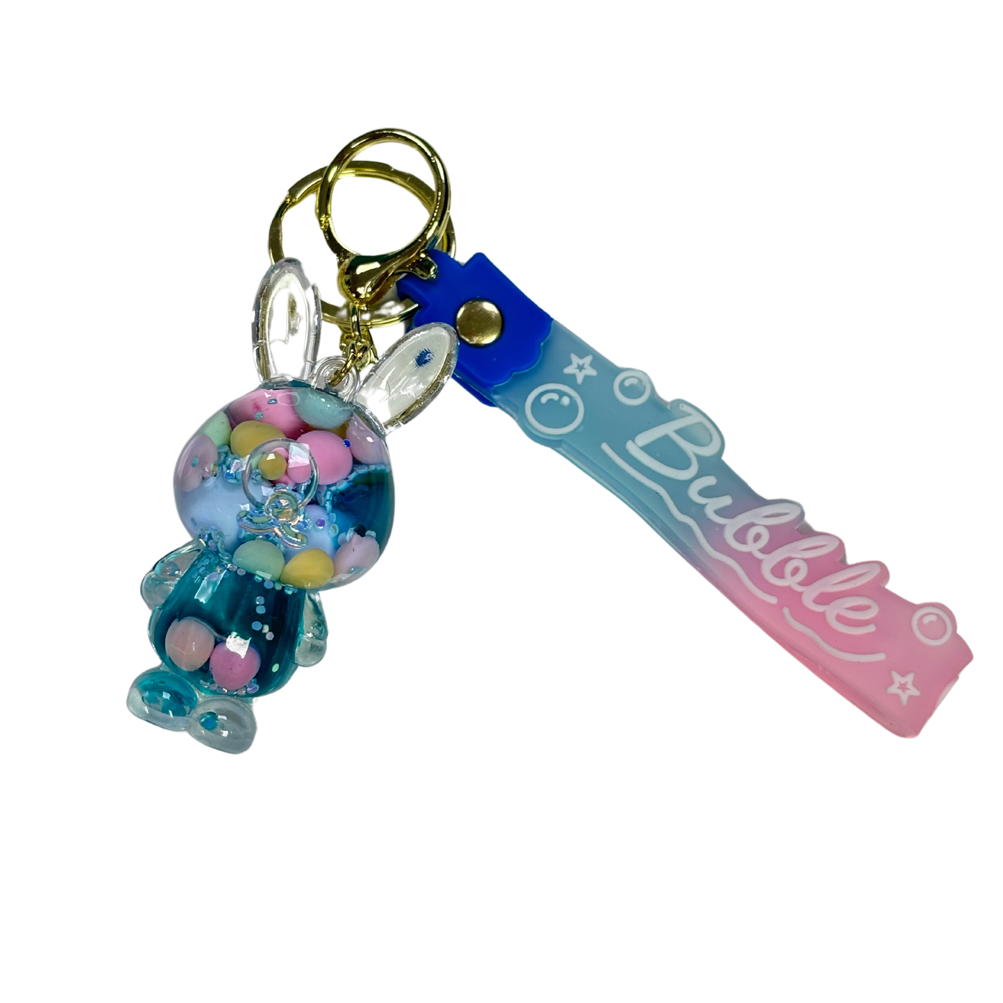 Funny Bunny Bubble Key Chain - Blue