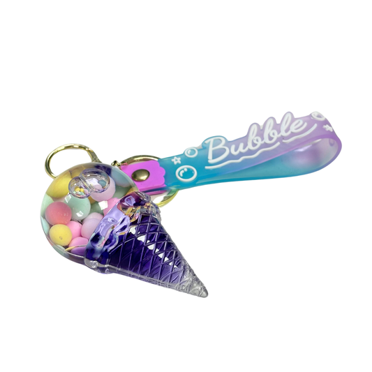 Ice Cream Cone Bubble Key Chain - Purple