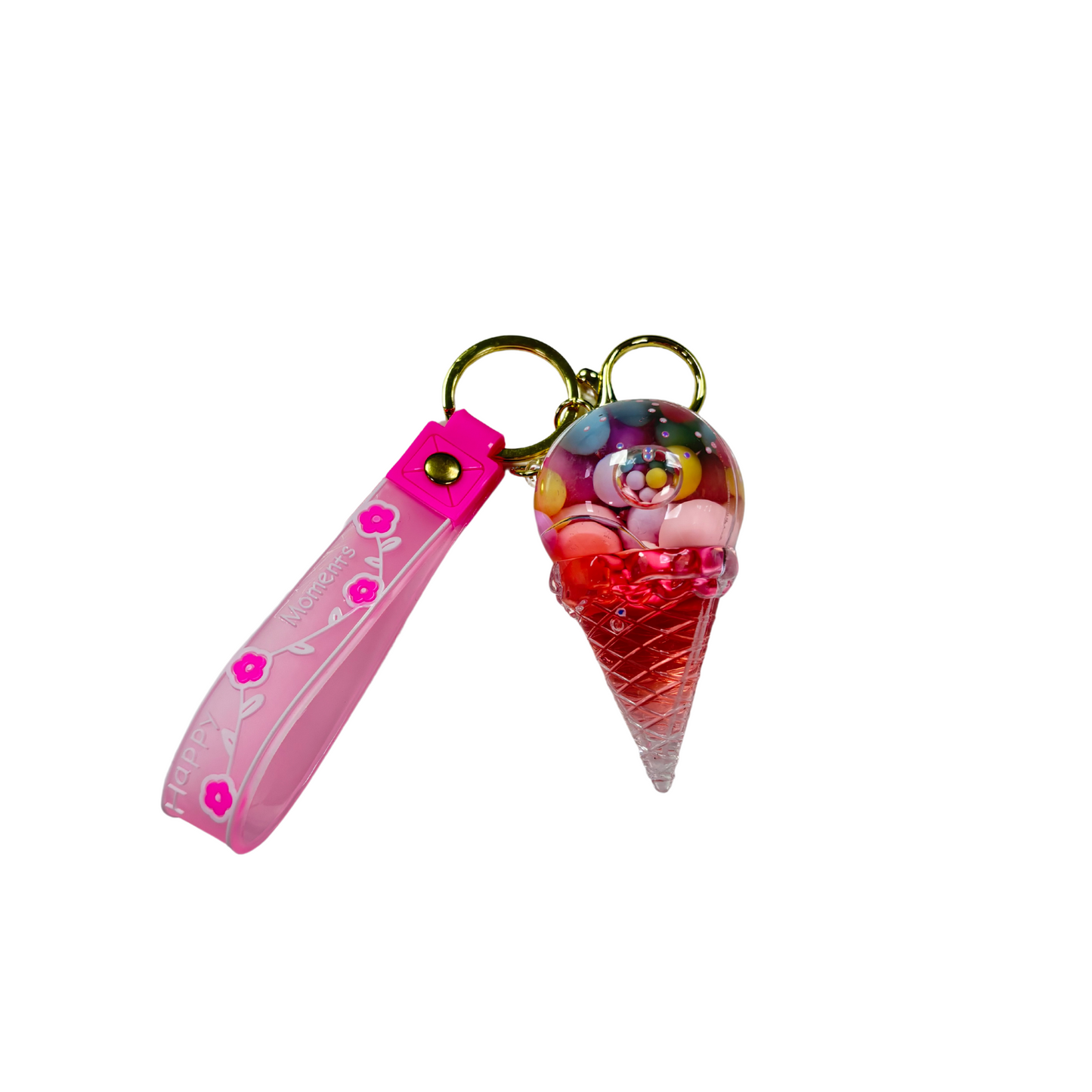 Ice Cream Cone Bubble Key Chain - Red