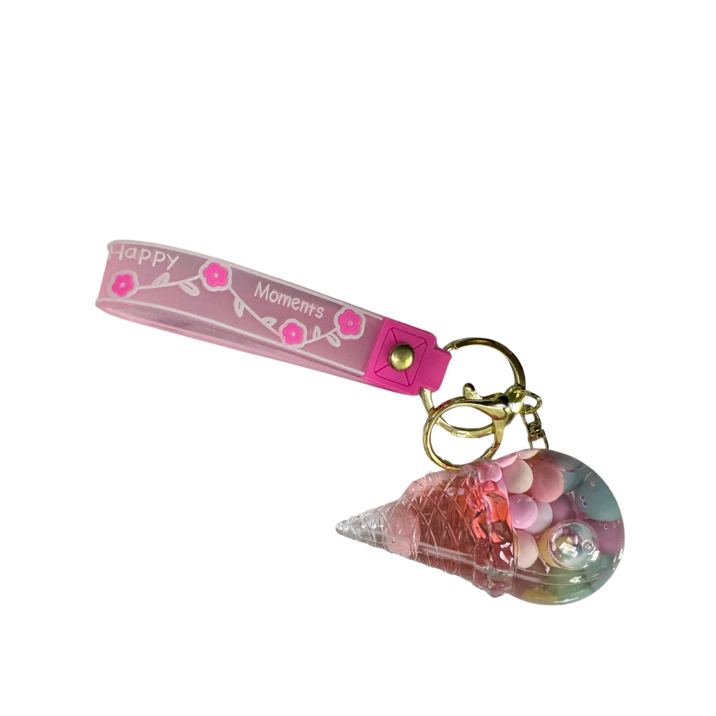 Ice Cream Cone Bubble Key Chain - Pink