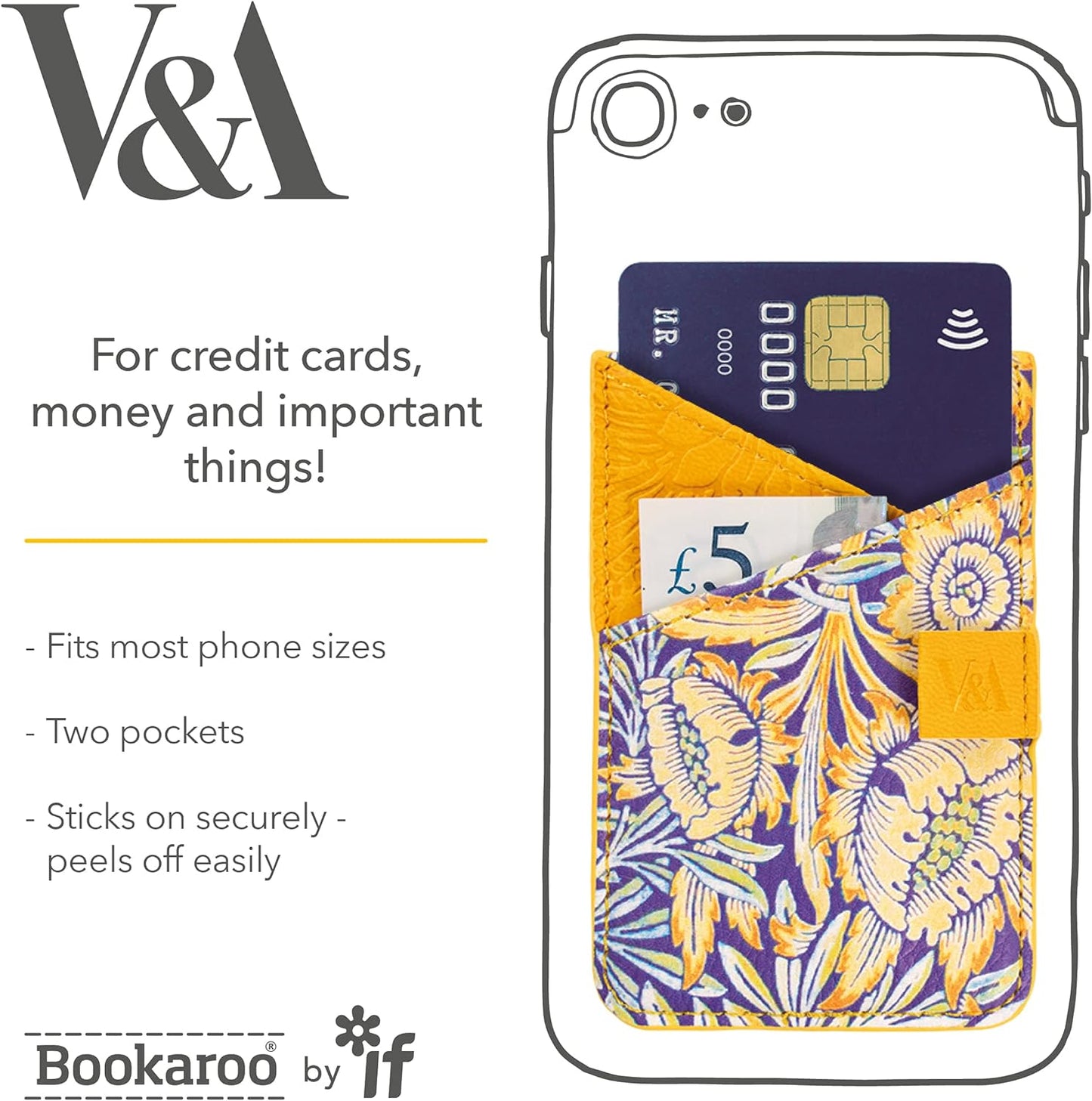 V&A Bookaroo Phone Pocket - Morris Tulip & Willow