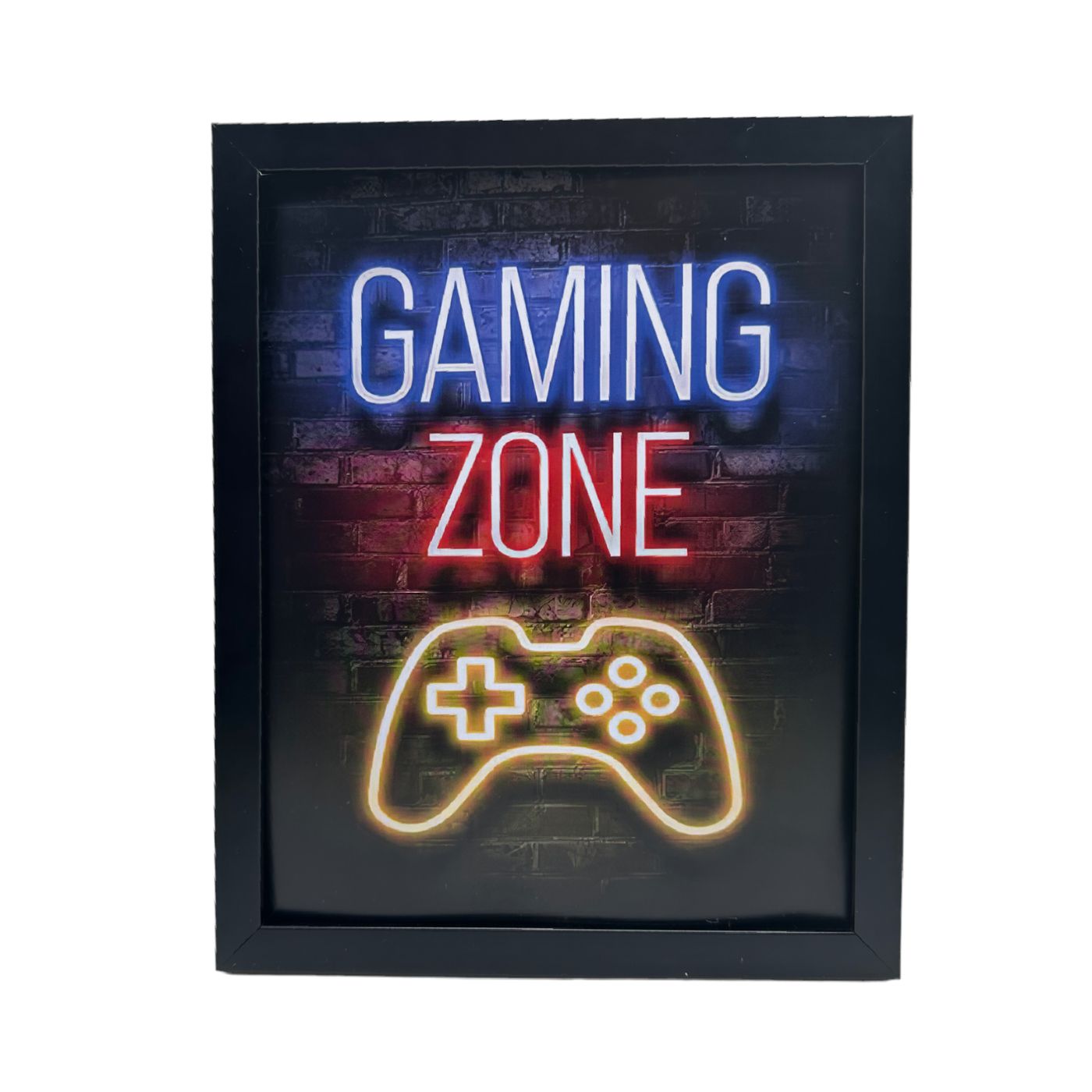 Vibrant Neon Game Wall Art with Frame - "Gaming Zone"