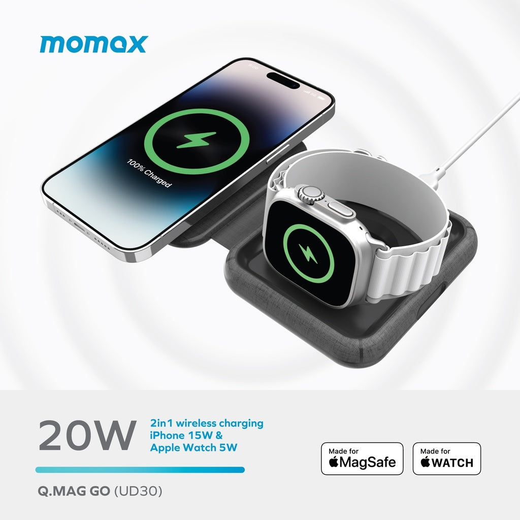 Q. Mag Go 20w 2-In-1 Wireless Charger with Magsafe