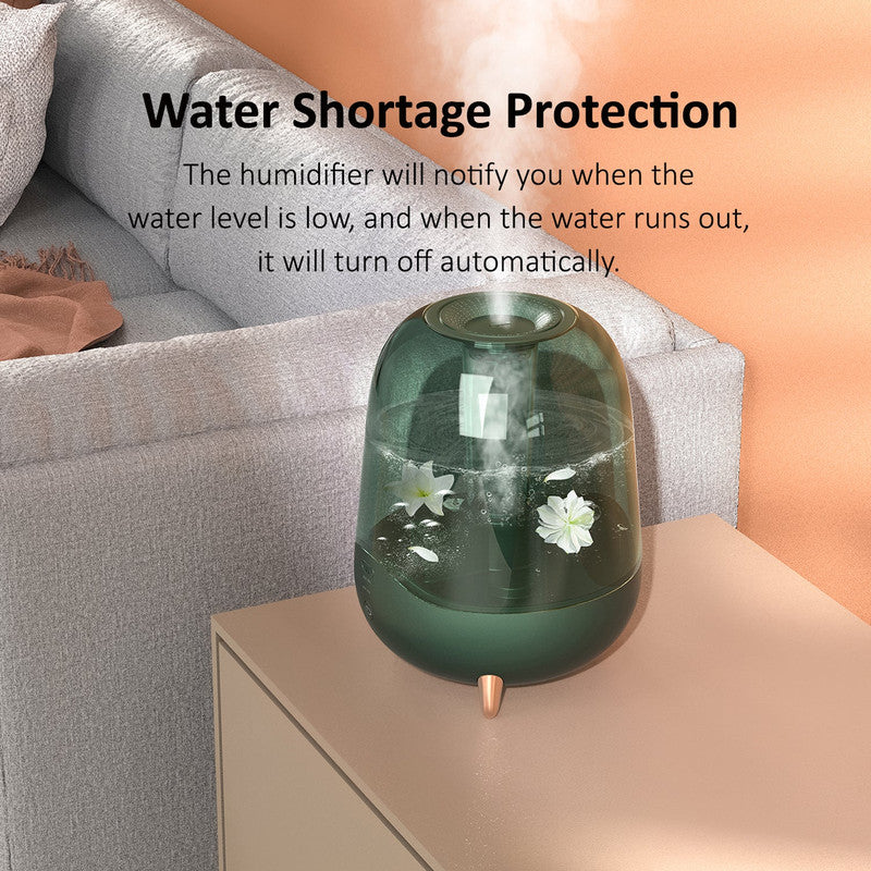 Deerma F329 Crystal Clear Ultrasonic Cool Mist Humidifier 5L Capacity Silent Aromatherapy Diffuser Transparent Water Tank | Water Shortage Protection - Green