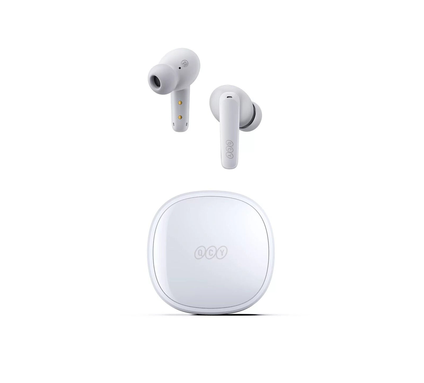 QCY T13X TWS Wireless Earbuds With 5.3 Bluetooth,4 Microphones with ENC Noise Cancellation, Water Resistance, Touch Controls & Long Battery Life - White