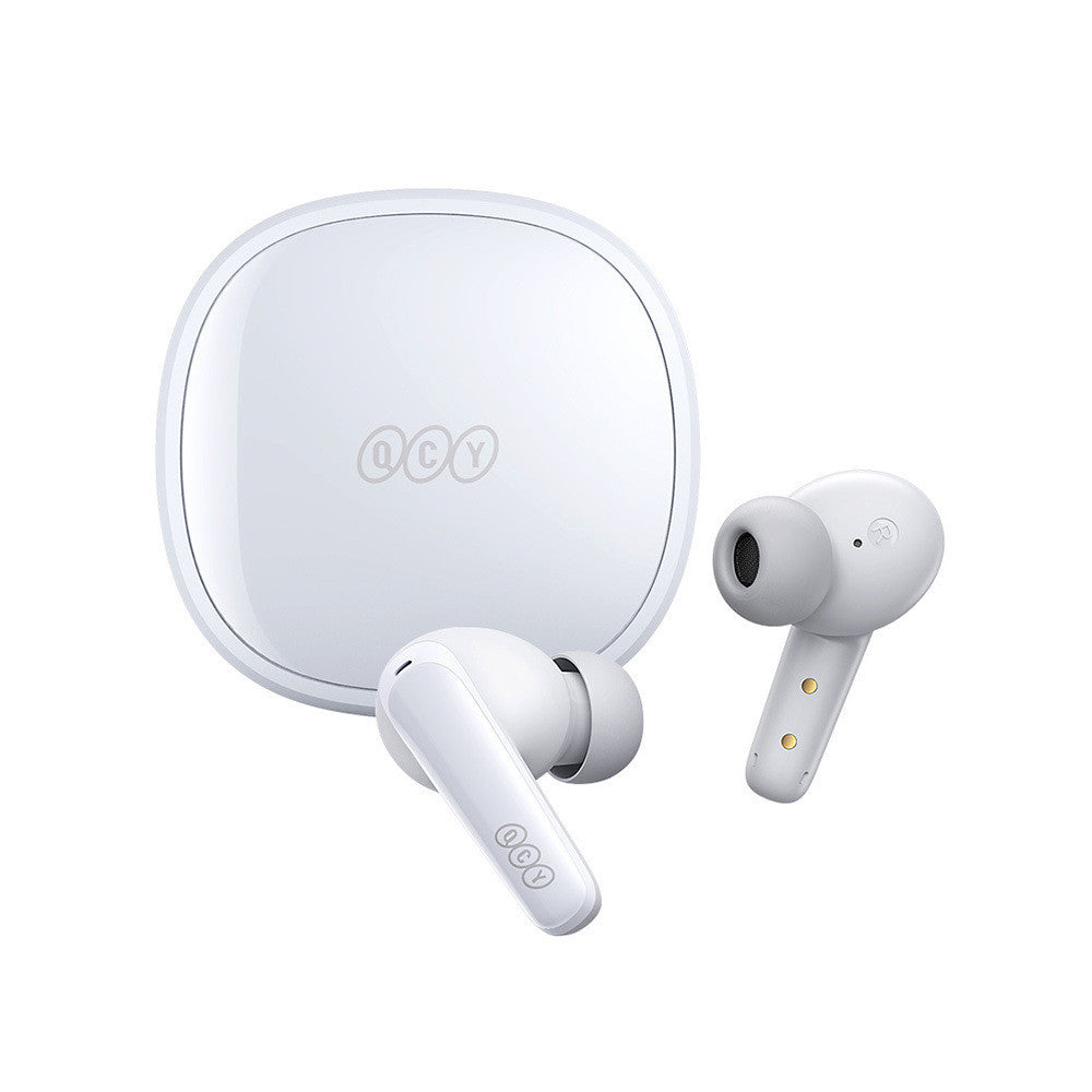 QCY T13X TWS Wireless Earbuds With 5.3 Bluetooth,4 Microphones with ENC Noise Cancellation, Water Resistance, Touch Controls & Long Battery Life - White