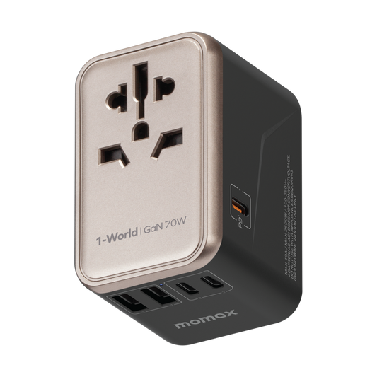 1-World 70w Gan AC Travel Adaptor