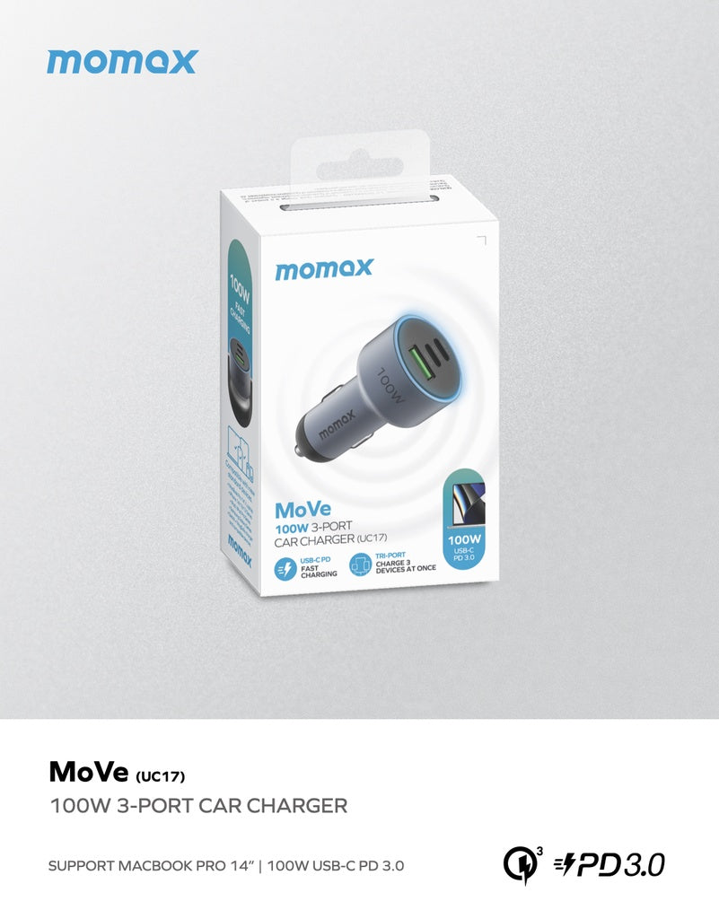 Move 100w Triple Port Car Charger