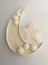 Crescent Moon & Star Glass Plate Candle with Floral Melts – Perfect for Ramadan 