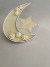 Crescent Moon & Star Glass Plate Candle with Floral Melts – Perfect for Ramadan 