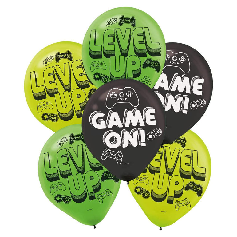 Level Up Printed Latex Balloons-Assorted (12 Inches) - 6 Pcs