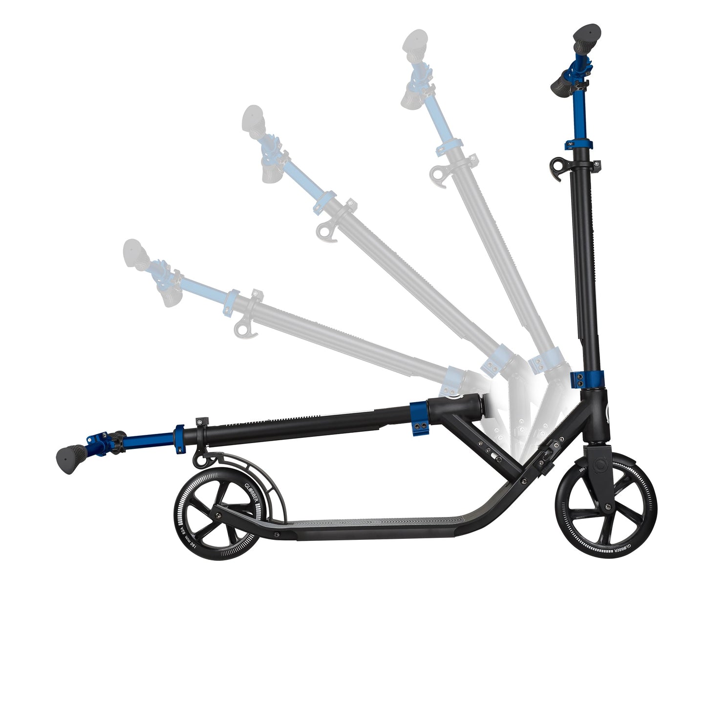 One NL 205-180 Duo: Adjustable 1-Second Folding Scooter for Adults - Cobalt Blue