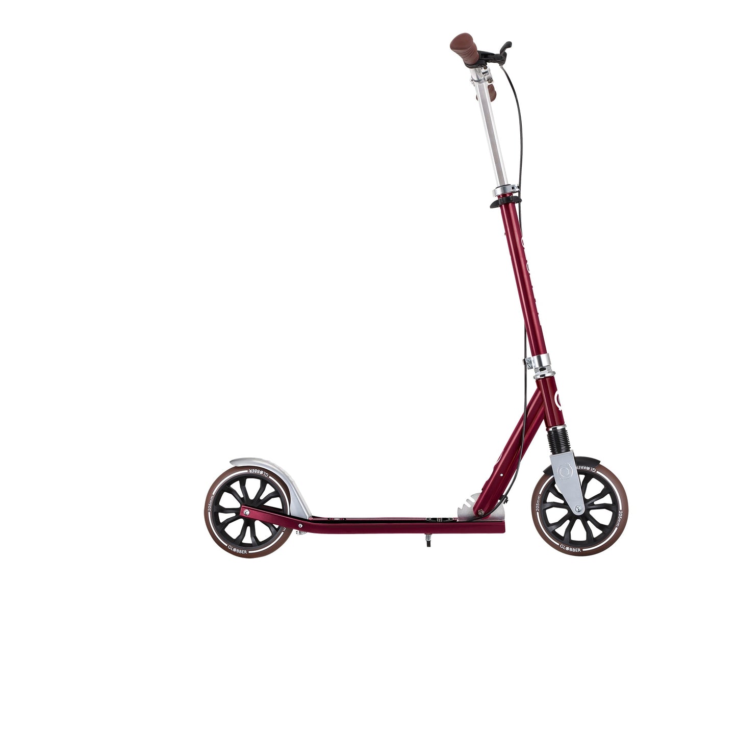 NL 205 Deluxe: Big Wheel Scooter with Handbrake for Kids and Teens - Vintage Dark Red