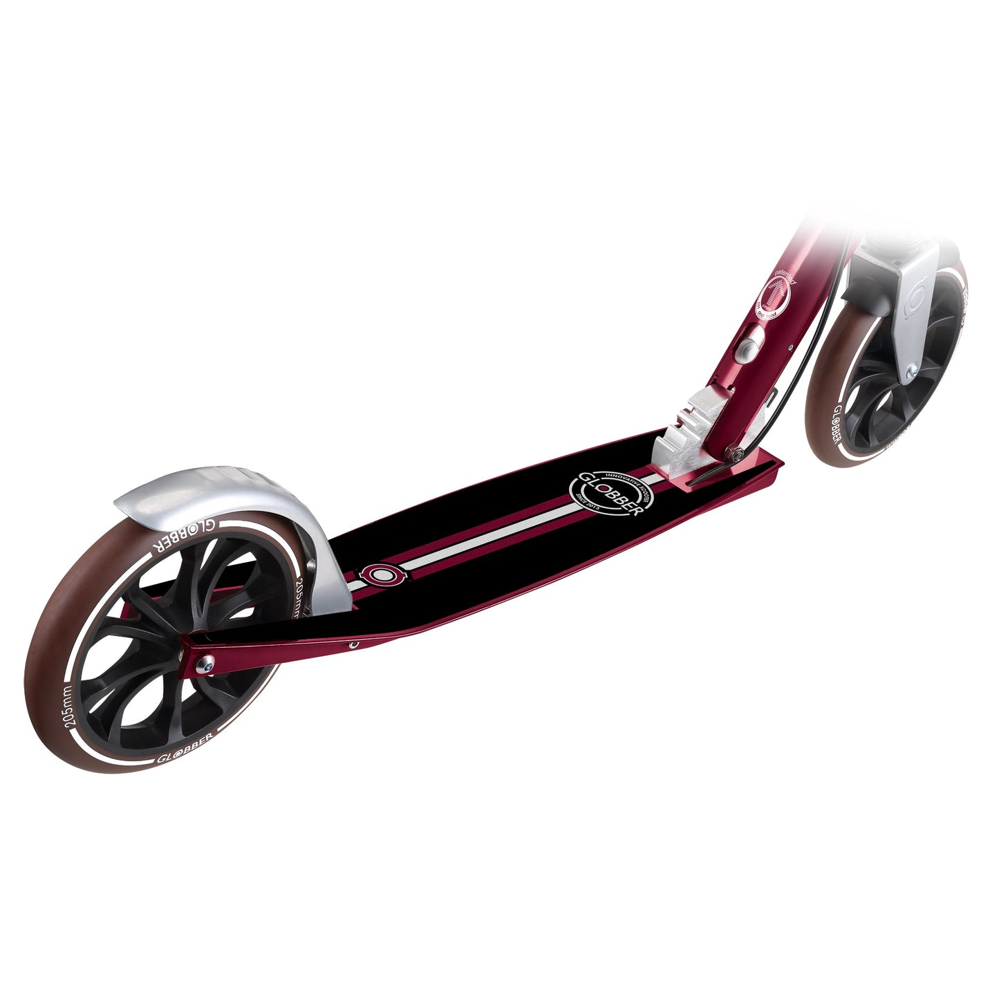 NL 205 Deluxe: Big Wheel Scooter with Handbrake for Kids and Teens - Vintage Dark Red