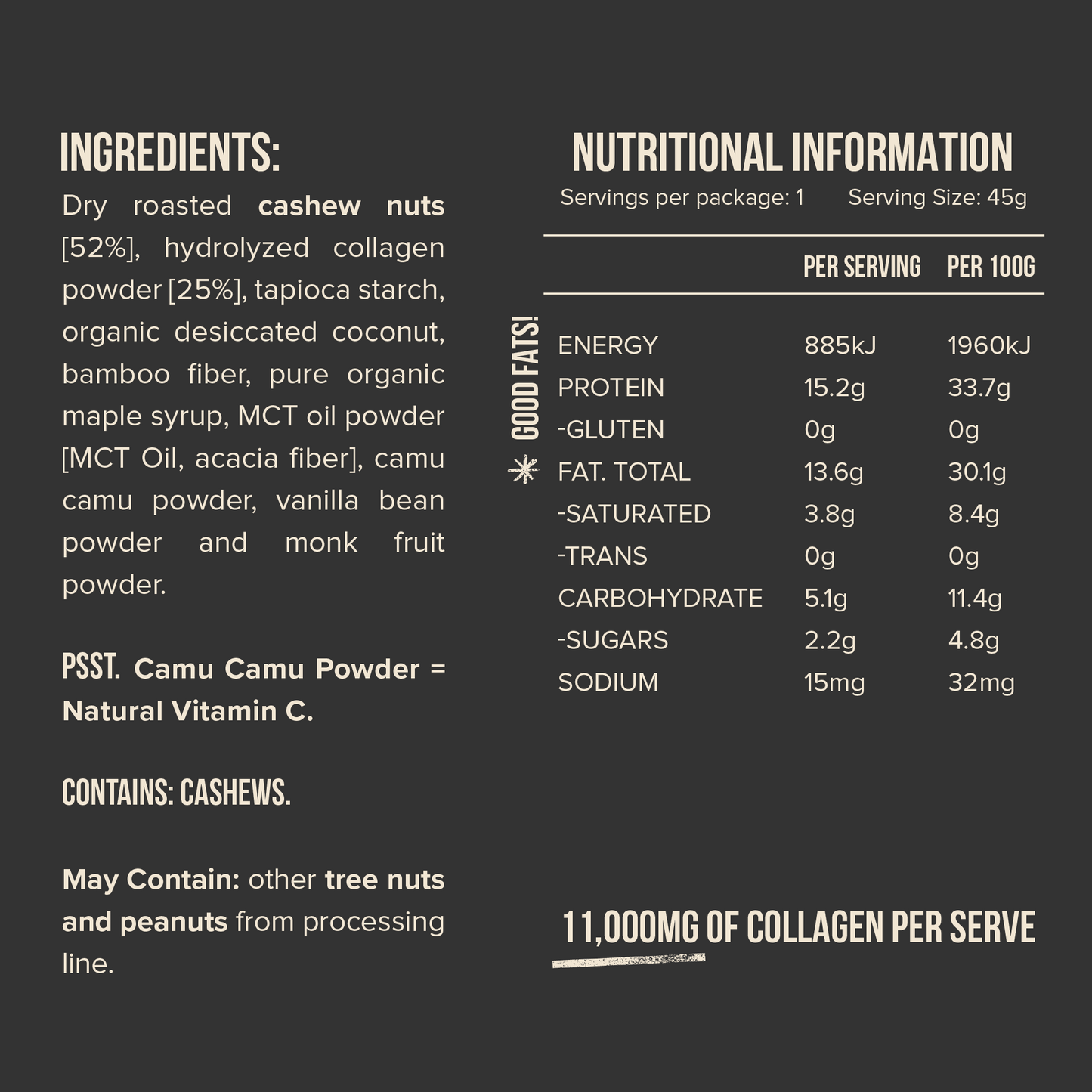 Collagen Cashew Shortbread Protein Bars